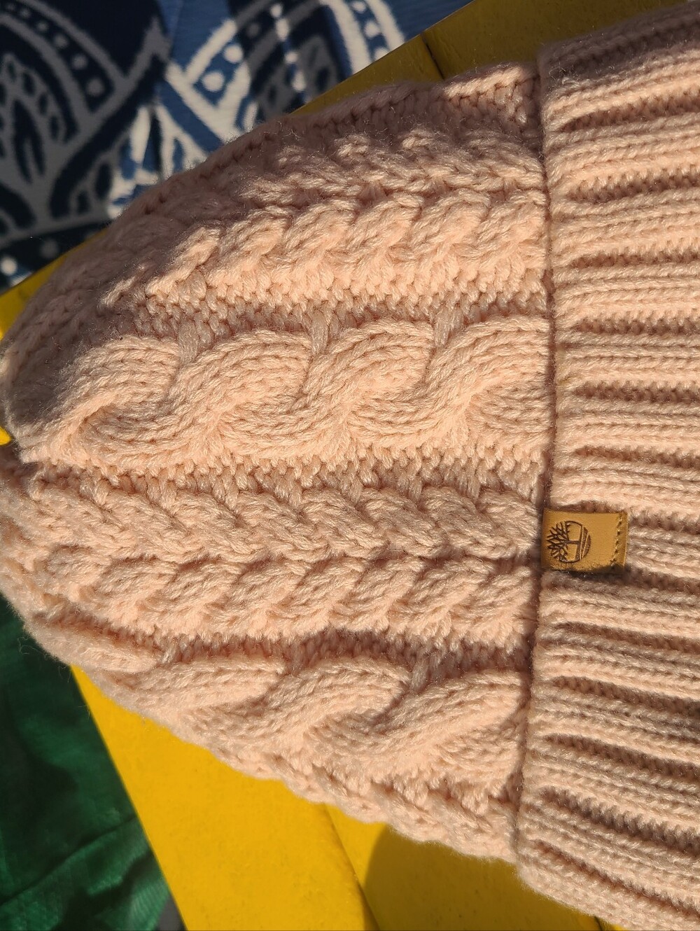 Timberland Blush Pink Cable Knit Beanie